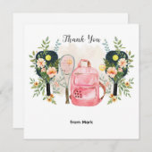 美しい花を持つピックボール サンキューカード (正面/裏面)