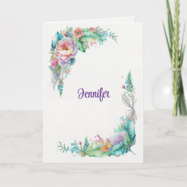 美しい花を追加誕生日メッセージ署名C カード