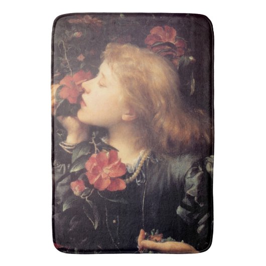 美しい花を選ぶ少女（G.F.ワット） バスマット (正面縦)