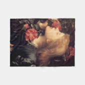 美しい花を選ぶ少女(G.F.ワット) フリースブランケット (正面(横))