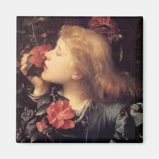 美しい花を選ぶ少女（G.F.ワット） マグネット (正面)