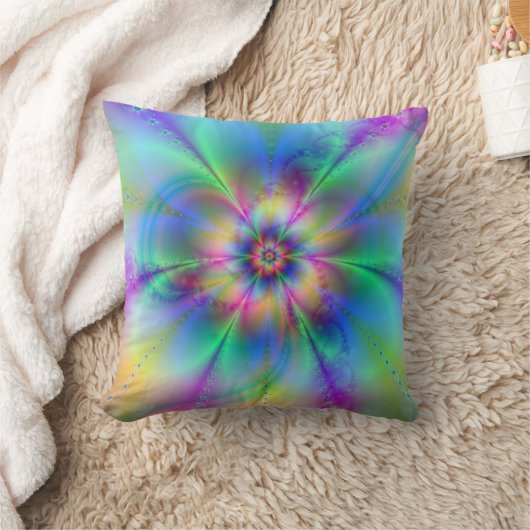 美しい花エレガントのフラクタルアートエフェクト クッション (ブランケット)
