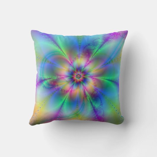 美しい花エレガントのフラクタルアートエフェクト クッション (裏面)