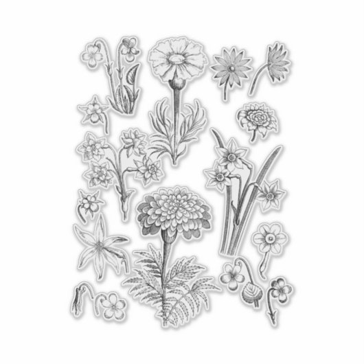 美しい花セット – 野生のタトゥースタイル花 シール (正面)