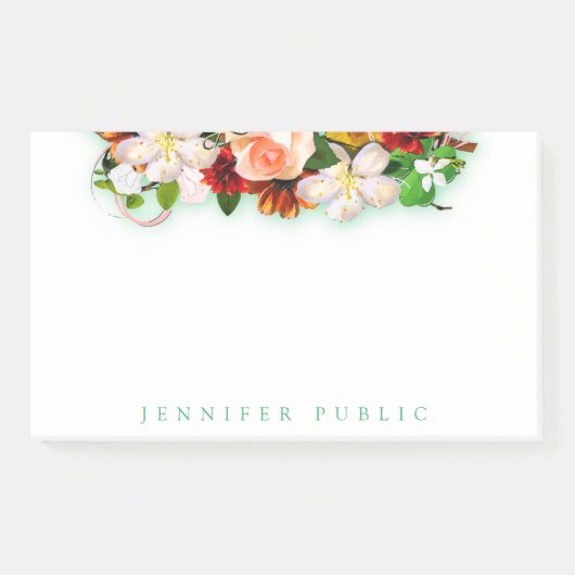 美しい花バラカラフルフローラ水色 ポストイット (正面)