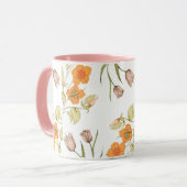 美しい花パターン（の模様が）ある マグカップ (正面左)