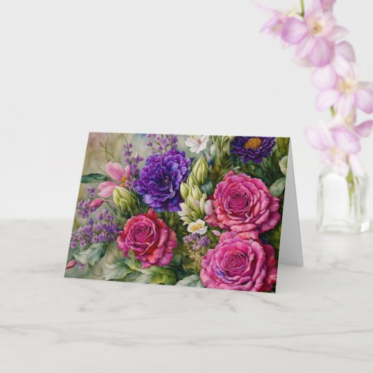 美しい花ブーケアートフローラノートカード カード (蘭)