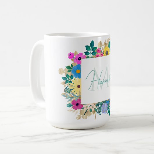 美しい花ボタニカルウォーター絵画の色 コーヒーマグカップ (正面左)