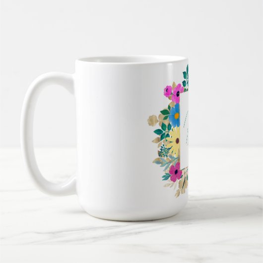 美しい花ボタニカルウォーター絵画の色 コーヒーマグカップ (左)