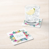 美しい花ボタニカルウォーター絵画の色 スクエアペーパーコースター (インサイチュ)