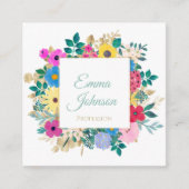 美しい花ボタニカルウォーター絵画の色 スクエア名刺 (正面)