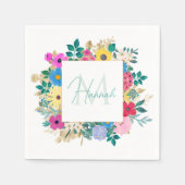 美しい花ボタニカルウォーター絵画の色 スタンダードカクテルナプキン (正面)