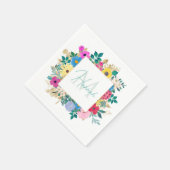 美しい花ボタニカルウォーター絵画の色 スタンダードカクテルナプキン (角)