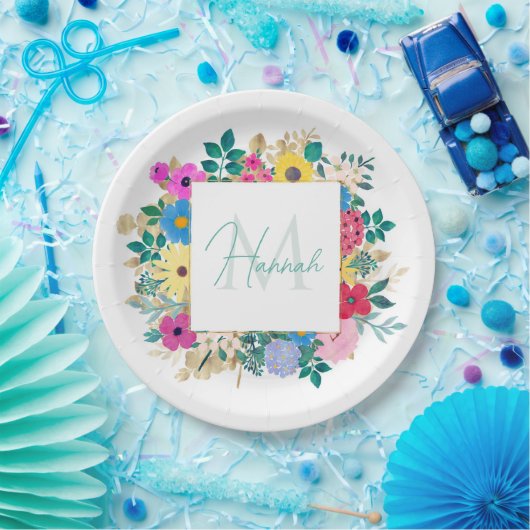 美しい花ボタニカルウォーター絵画の色 ペーパープレート (パーティー)