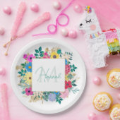 美しい花ボタニカルウォーター絵画の色 ペーパープレート (パーティー)