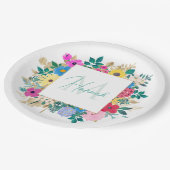 美しい花ボタニカルウォーター絵画の色 ペーパープレート (アングル)