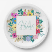 美しい花ボタニカルウォーター絵画の色 ペーパープレート (正面)