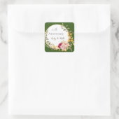 美しい花リースグリーン結婚ズ記念日 スクエアシール (バッグ)