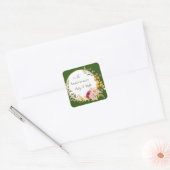 美しい花リースグリーン結婚ズ記念日 スクエアシール (封筒)