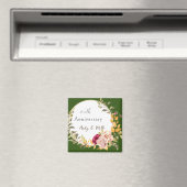 美しい花リースグリーン結婚ズ記念日 マグネット (インサイチュ (食洗機))