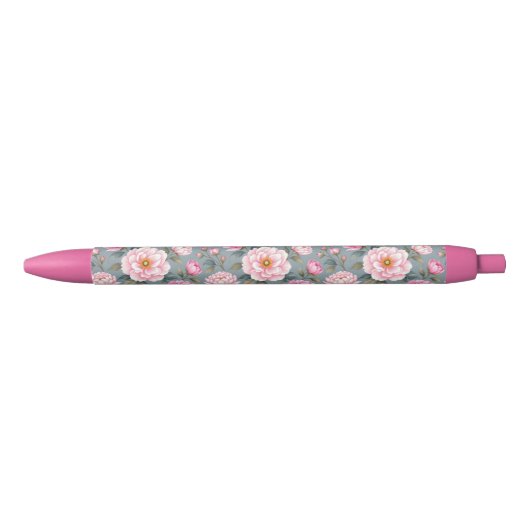 美しい花咲くピンクの花 黒ボールペン (正面)