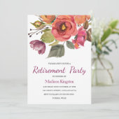 美しい花女性退職パーティー招待状 招待状 (スタンド正面)