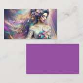 美しい花嫁とカラフルグリッターデザイン 名刺 (正面/裏面)