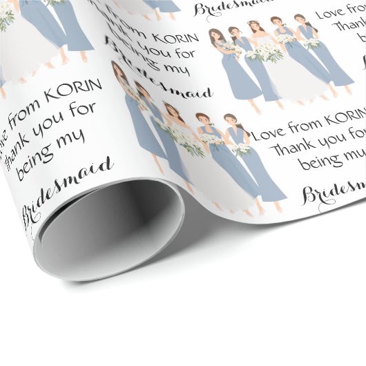 美しい花嫁とブルーガウンの花嫁かわいい ラッピングペーパー (ロールコーナー)