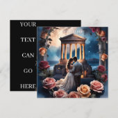 美しい花嫁と新郎が海辺に立つ 招待状 (正面/裏面)