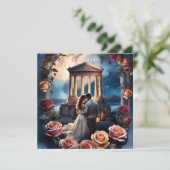 美しい花嫁と新郎が海辺に立つ 招待状 (スタンド正面)