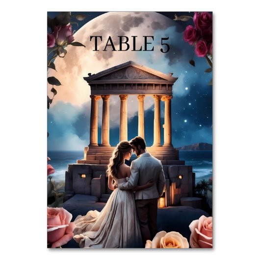 美しい花嫁と花婿が海辺に立つ テーブルナンバー (裏面)