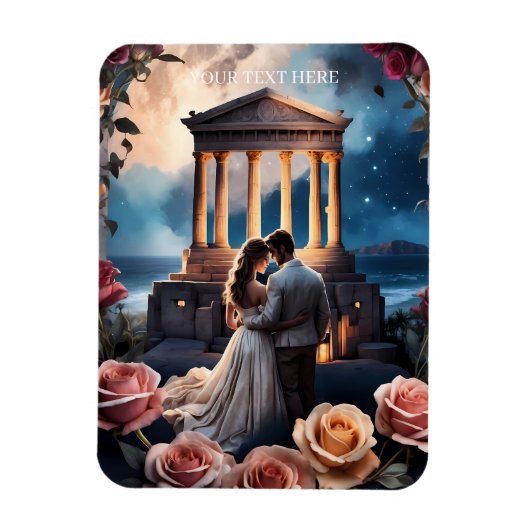 美しい花嫁と花婿が海辺に立つ マグネット (縦)