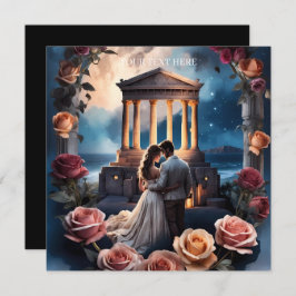 美しい花嫁と花婿が海辺に立つ 招待状