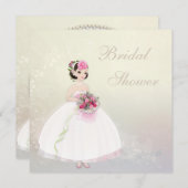 美しい花嫁のロマンチックなハートのブライダルシャワー 招待状 (正面/裏面)
