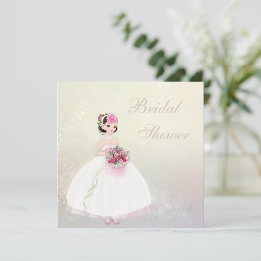 美しい花嫁のロマンチックなハートのブライダルシャワー 招待状 (スタンド正面)