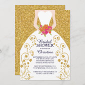 美しい花嫁グリッターブライダルシャワーの招待 招待状 (正面/裏面)