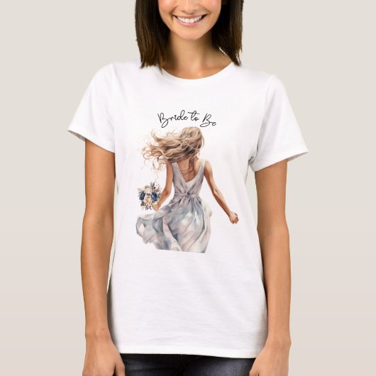 美しい花嫁 ウェディング ウォーターカラーアート Tシャツ (正面)