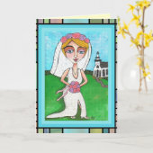 美しい花嫁-婚約か婚礼の日カード カード (黄色い花)