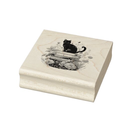 美しい花本と猫 ラバースタンプ (スタンプ)