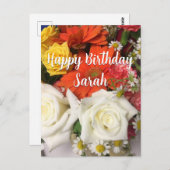 美しい花束のオーダーメイド ハッピーバースデー ポストカード (正面/裏面)