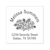 美しい花束のバラ花のアーチアドレス セルフインキングスタンプ (デザイン)