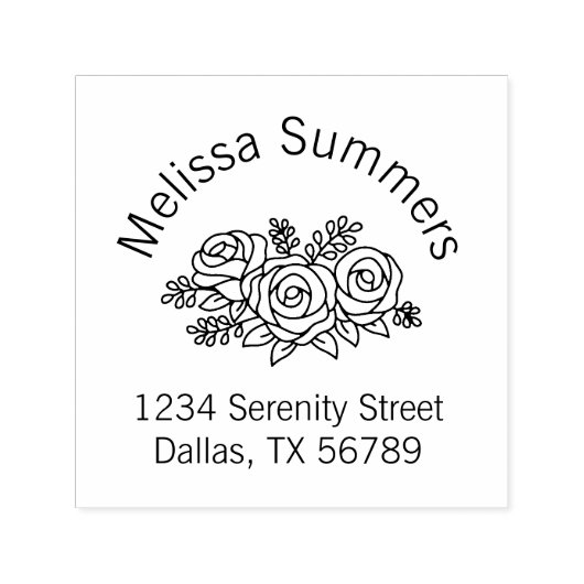 美しい花束のバラ花のアーチアドレス セルフインキングスタンプ (デザイン)