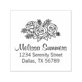 美しい花束のバラ花住所 セルフインキングスタンプ (デザイン)