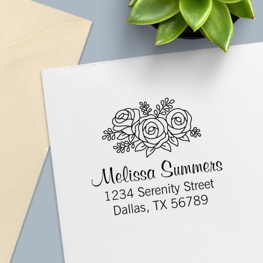 美しい花束のバラ花住所 セルフインキングスタンプ