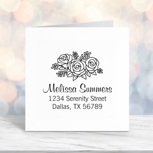 美しい花束のバラ花住所 セルフインキングスタンプ