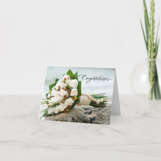 美しい花束の結婚式の招待状 カード (正面)