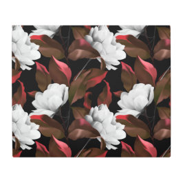 美しい花束ワイルドフラワーホワイトブルゴーニュ赤 メタルプリント