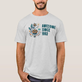 美しい花柄のカスタム誕生年 "Awesome Since" Tシャツ