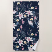 美しい花柄のシャワーカーテン ビーチタオル (正面)