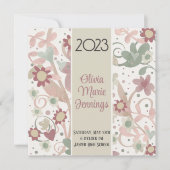 美しい花柄のパステルカラー卒業式招待状 招待状 (正面)